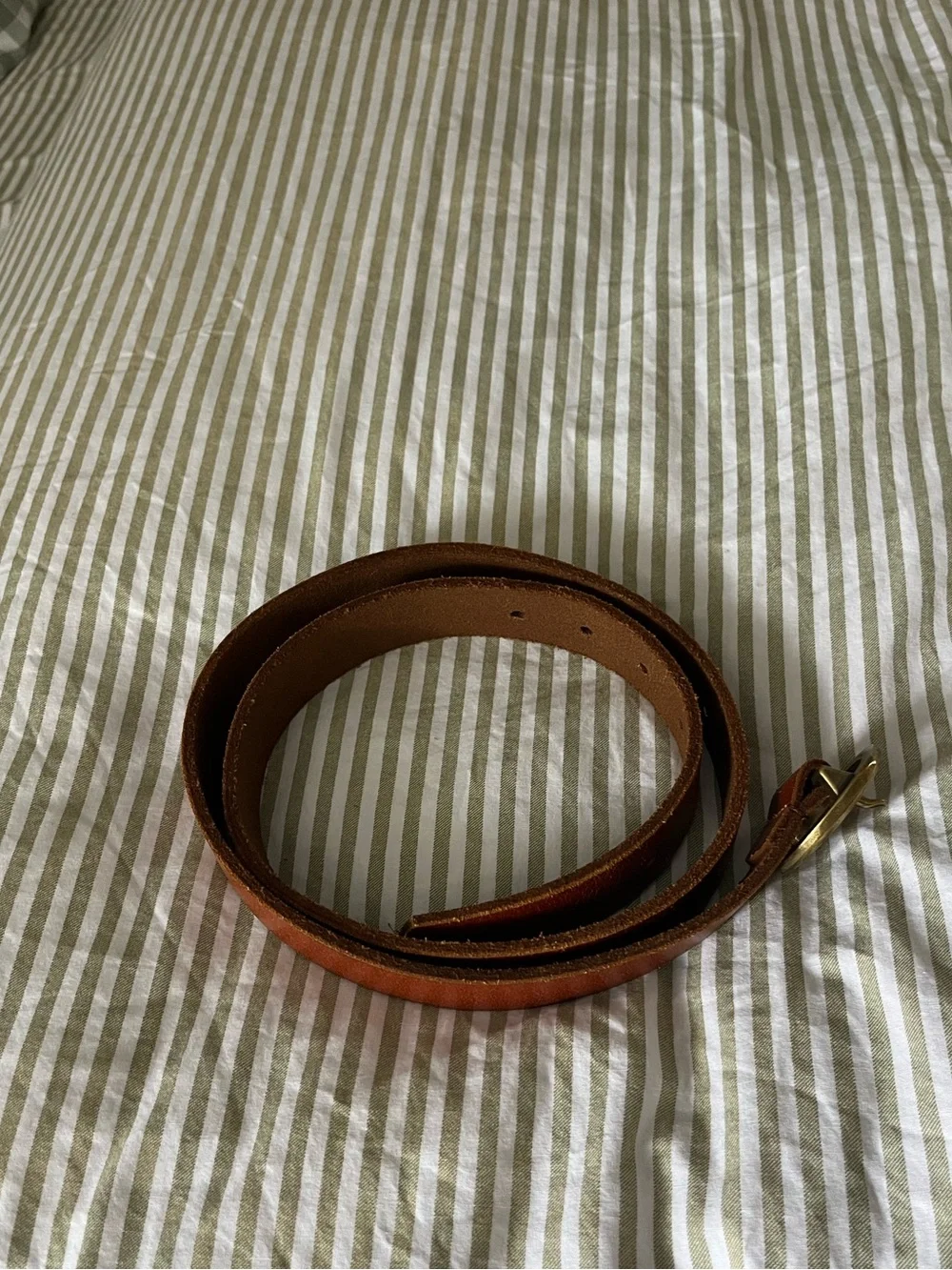 Roolee- Brown Leather Belt with Round Brass Buckle